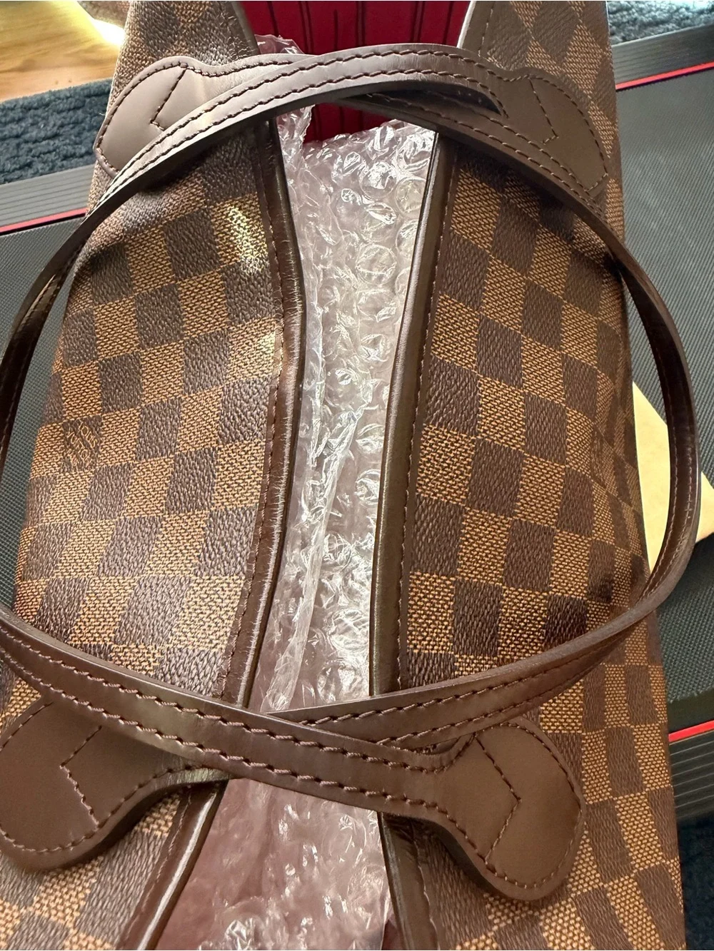 Preloved Authentic Louis Vuitton Damere Ebene Neverfull MM W/Dustbag Very Clean